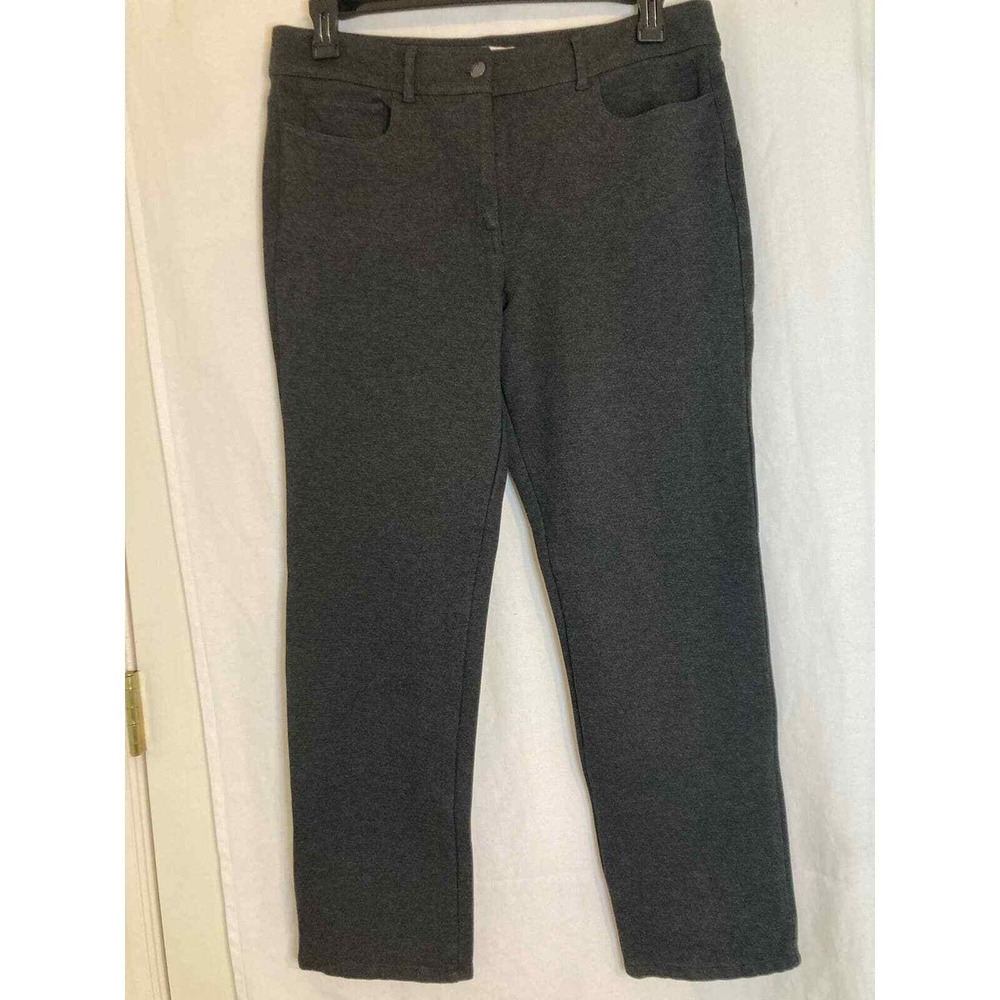 Talbots Womens Gray Ponte Knit Straight Leg Pull On‎ Pants Size Petite 8